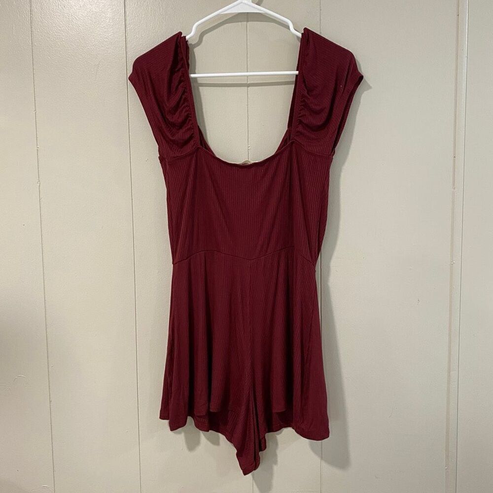 Pacsun L.A. Hearts Ribbed Burgundy Scoop Neck Romper NWT Size M